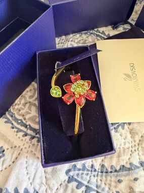 Swarovski Idyllia Bangle Bracelet, Mixed Cut, Flower Motif Multicolor Crystals,